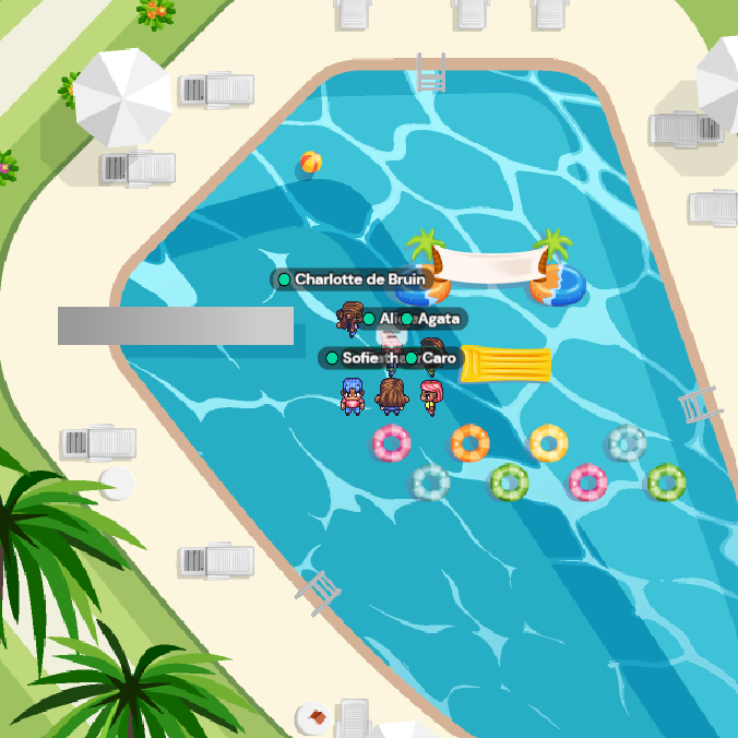 Eine online Plattform mit Avataren in Form eines Pools